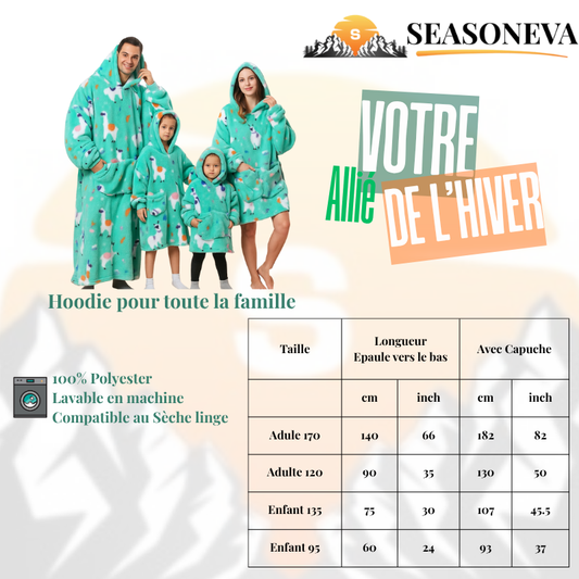 Hoodie Couverture motif au choix Adulte et Enfant Seasoneva